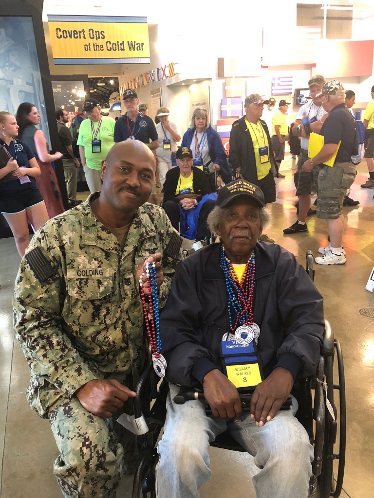 William Walker and Master Chief Nathaniel Colding at Honor Flight